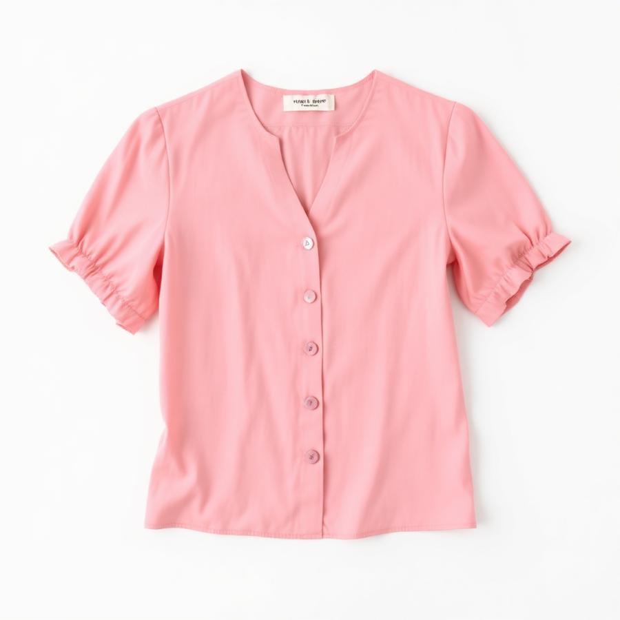 Blusa rosada manga corta con botones - H&M