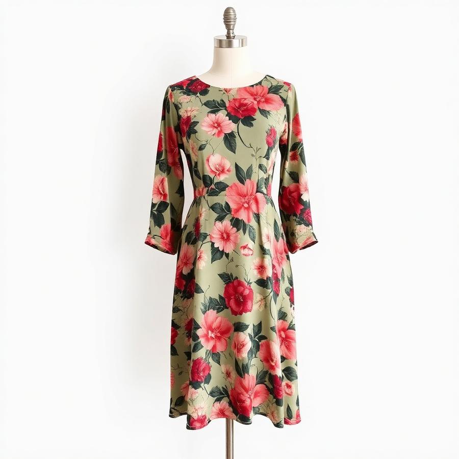 Vestido midi floral cuello V - Zara